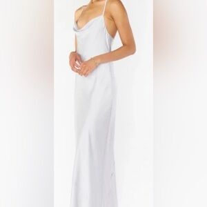 NWT Show Me Your MuMu Tuscany Maxi Slip Dress in Silver Luxe Satin